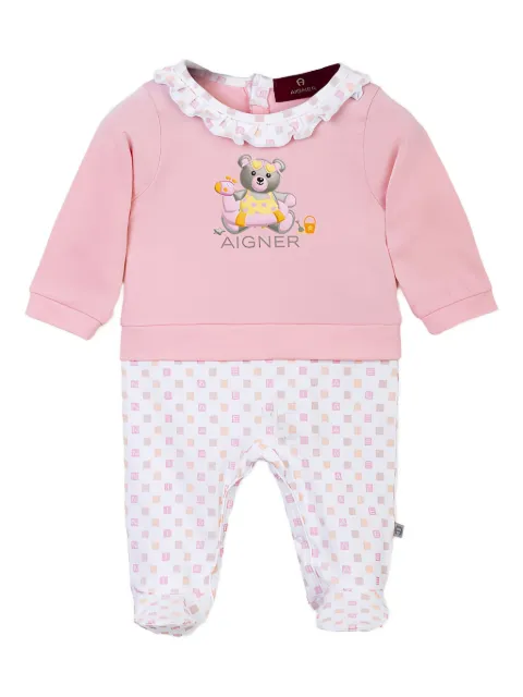 Aigner Kids pijama con estampado gráfico y volantes