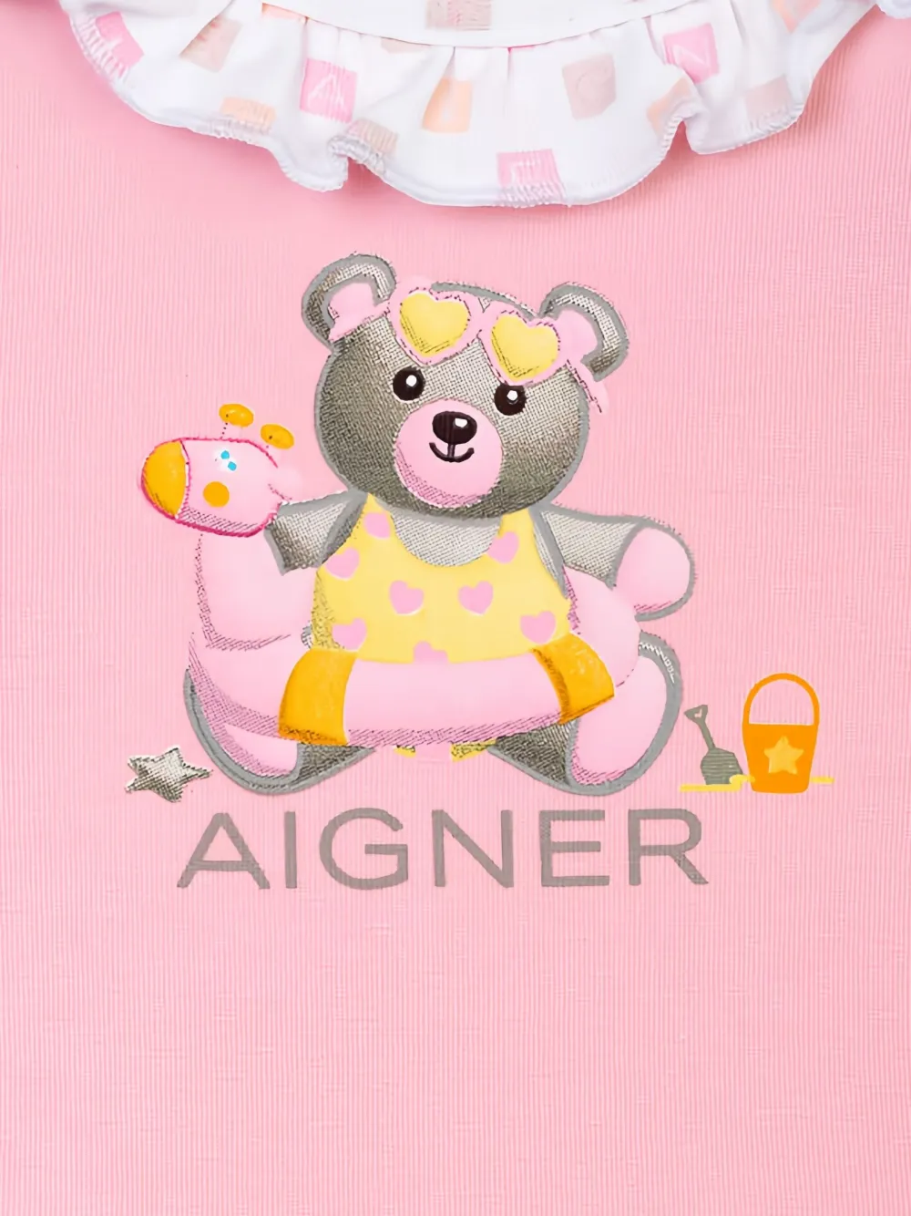 Aigner Kids ruffled graphic-print pyjama - Roze