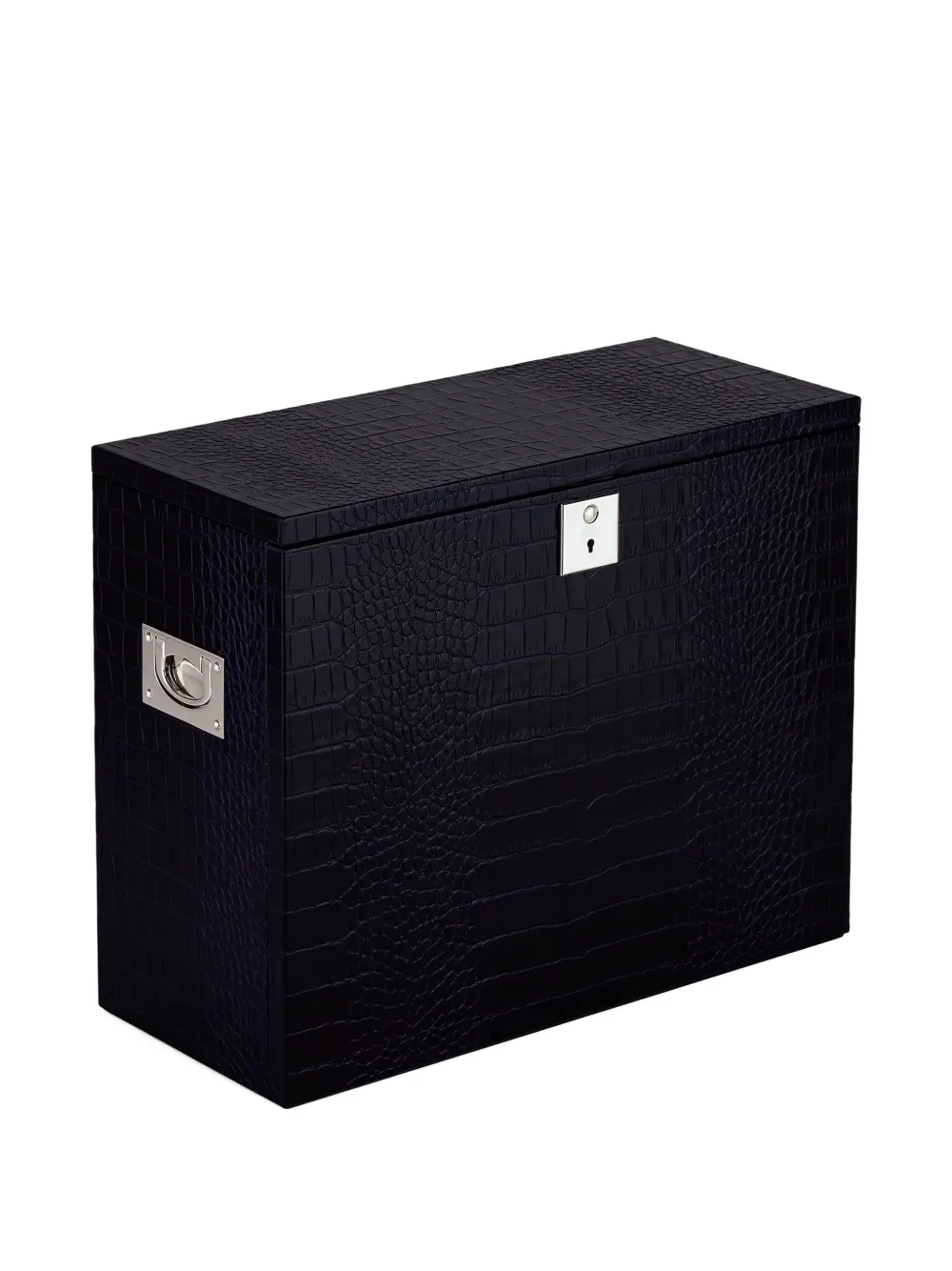 Smythson Mara Crocodile-effect Cocktail Box Set In Blue
