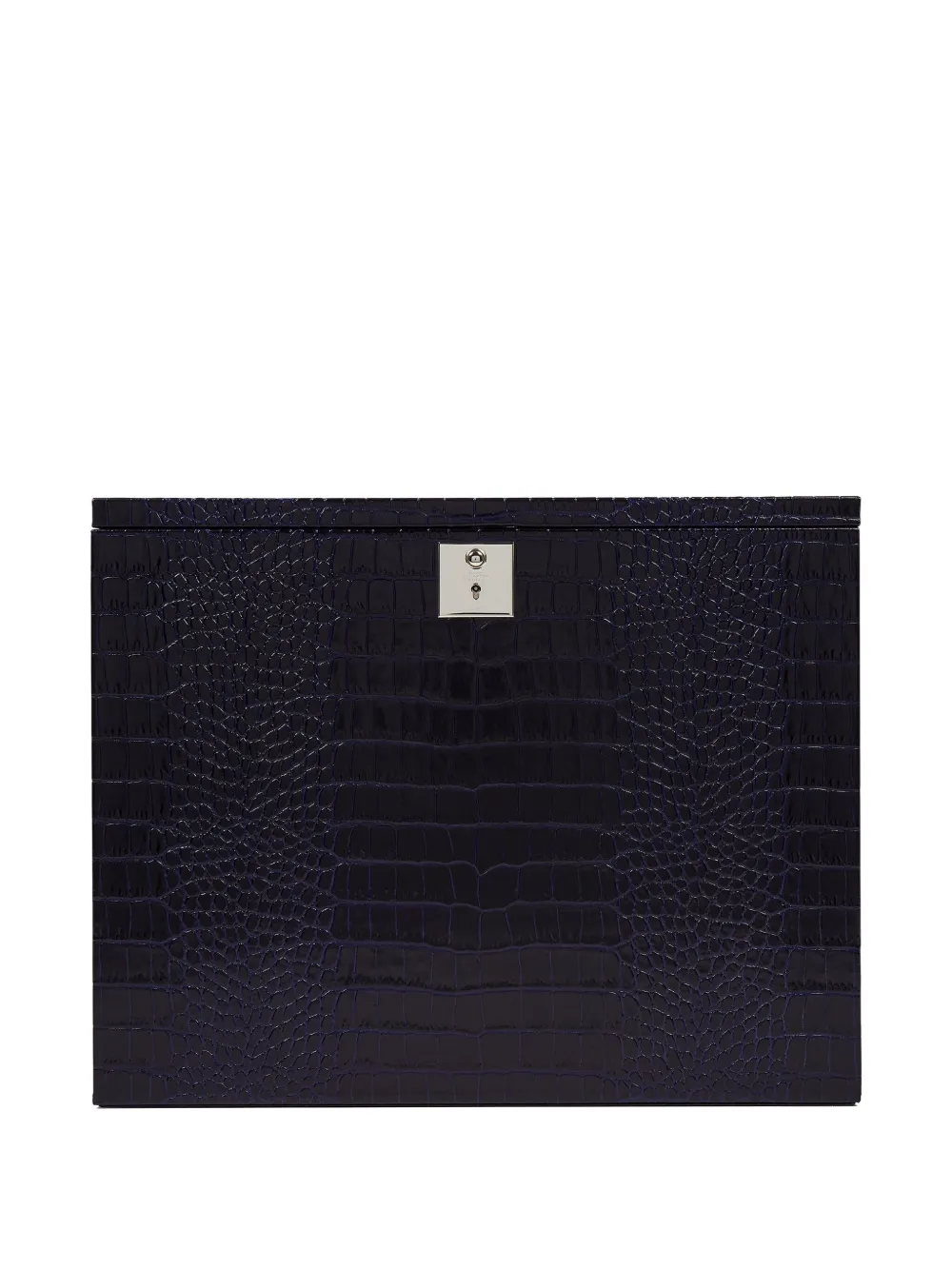 Smythson Mara Crocodile-effect Cocktail Box Set In Blue