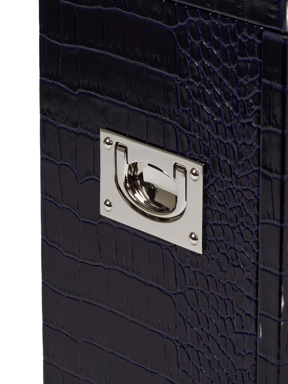 Smythson Mara Crocodile-effect Cocktail Box Set In Blue