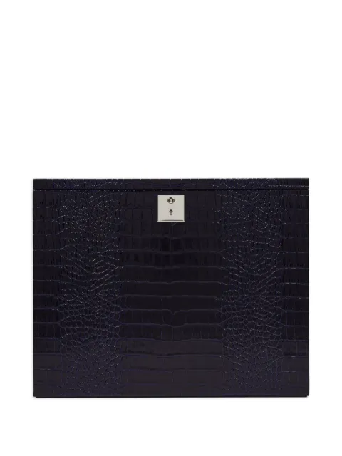 Smythson Mara crocodile-effect cocktail box set