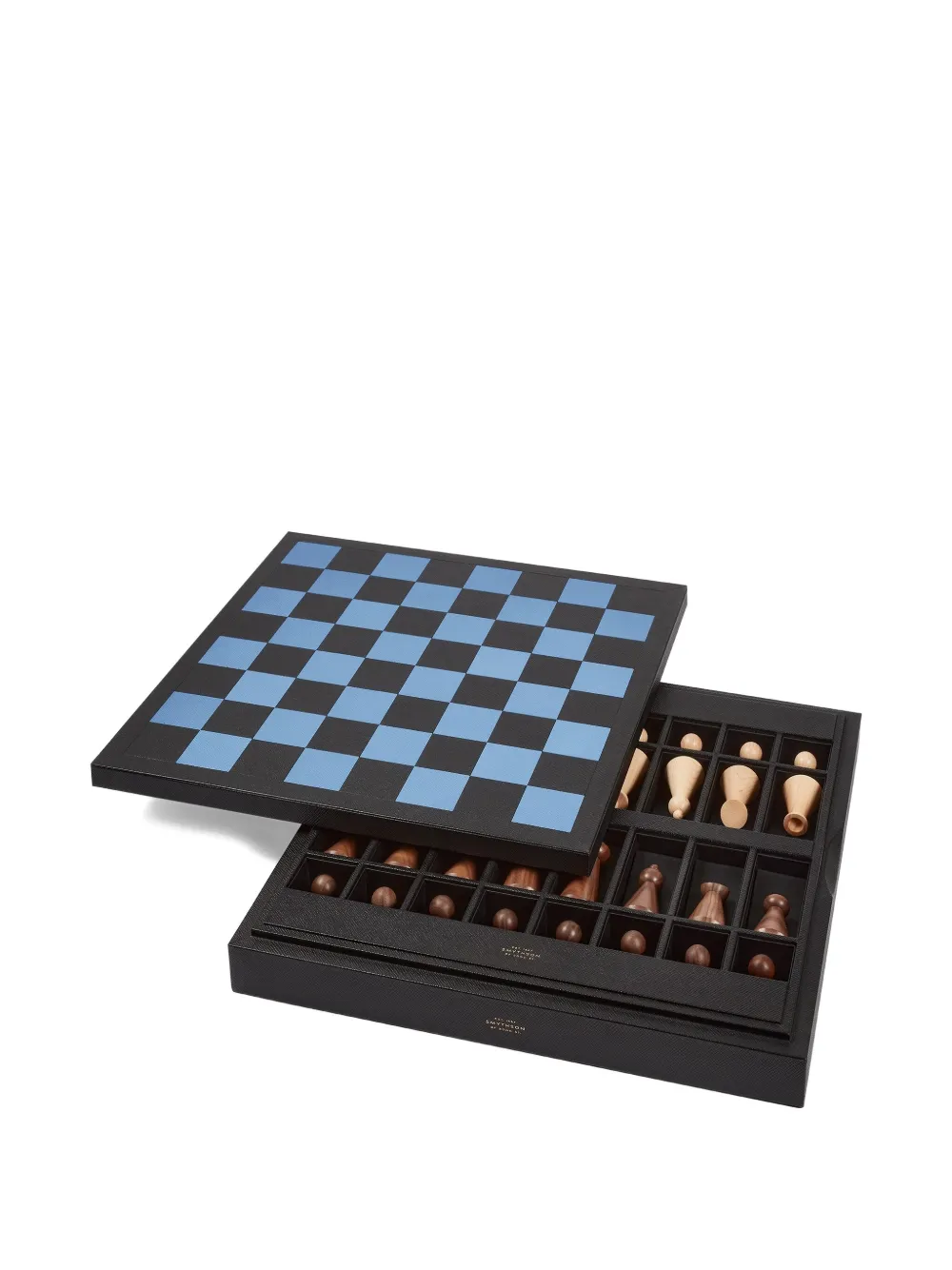 Smythson Collector's Chess Panama Games Set In Black