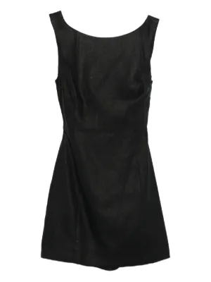 Posse square-neck Linen Mini Day Dress | Black | FARFETCH PT