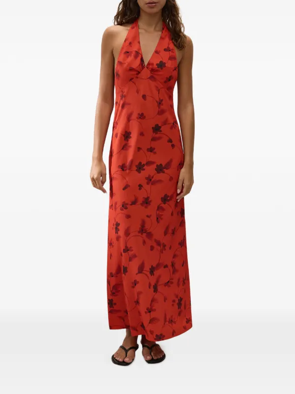 halter neck open back maxi dress Modal Halterneck Maxi Dress in Lemon Sherbet - M