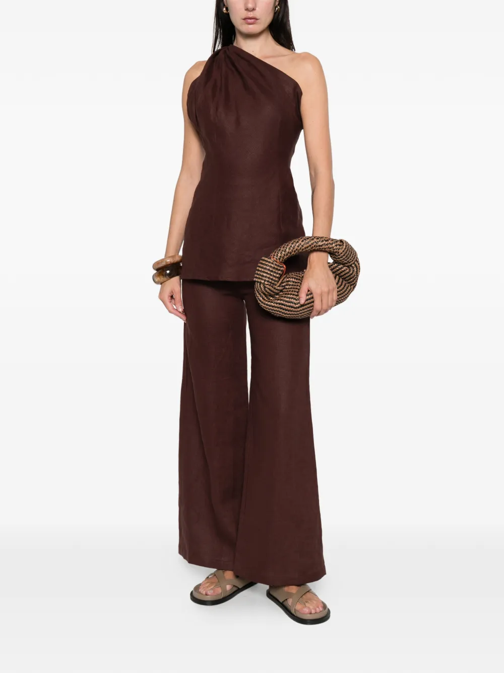 Faithfull The Brand Agua One-shoulder Top In Brown
