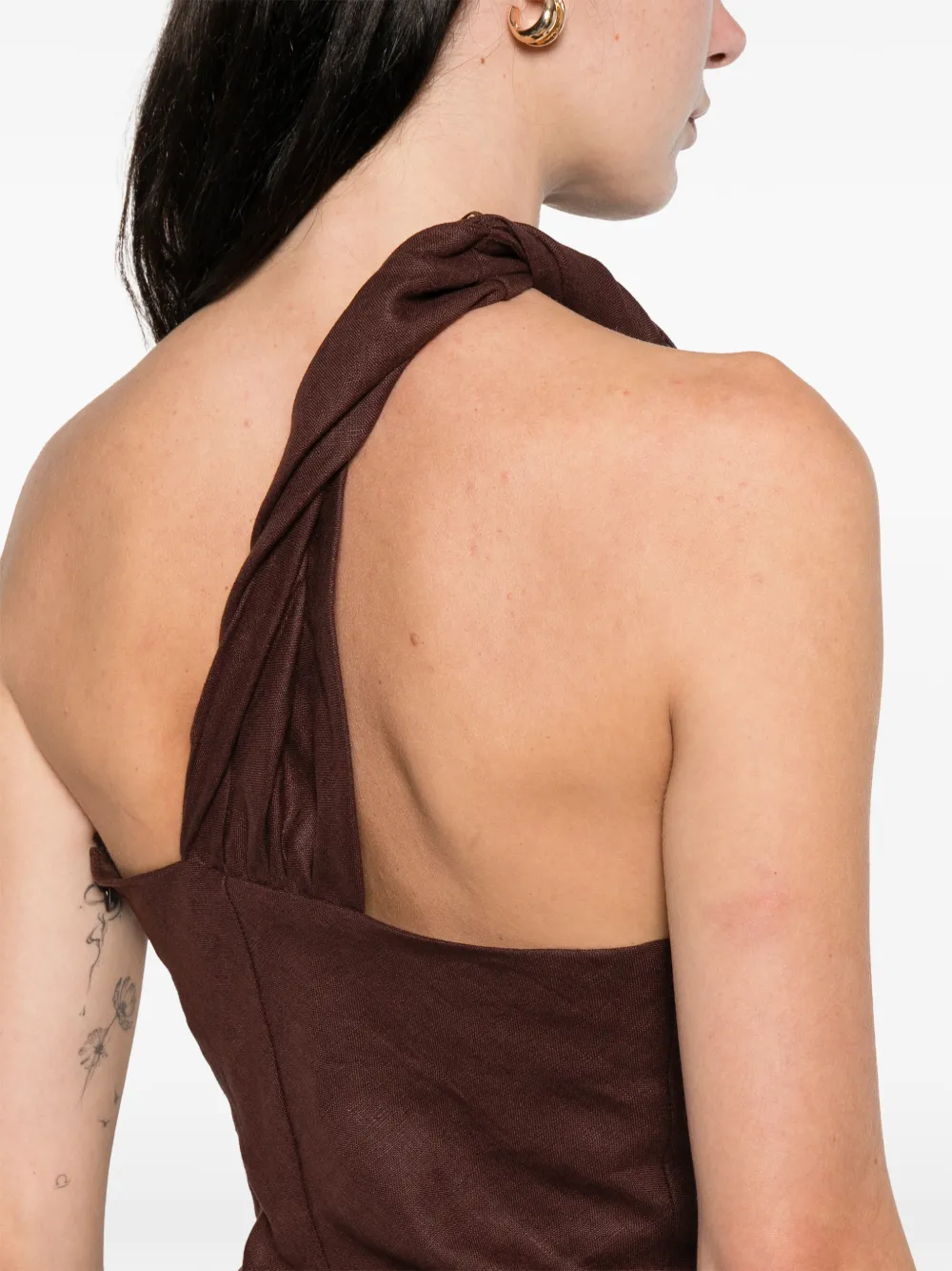 Faithfull The Brand Agua One-shoulder Top In Brown