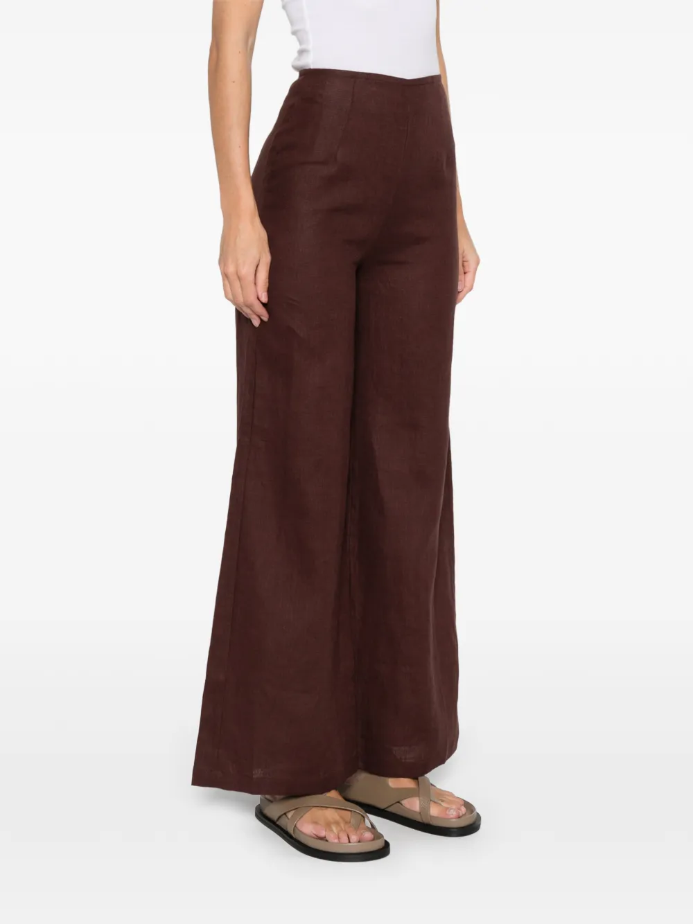 Faithfull The Brand Syna Linen Trousers In Brown