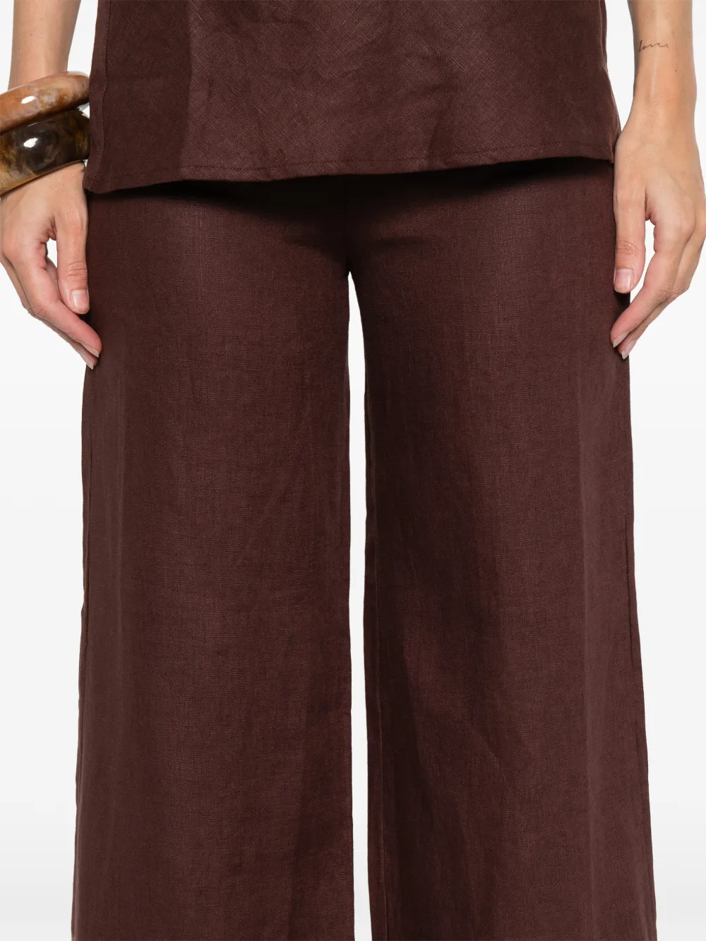 Faithfull The Brand Syna Linen Trousers In Brown