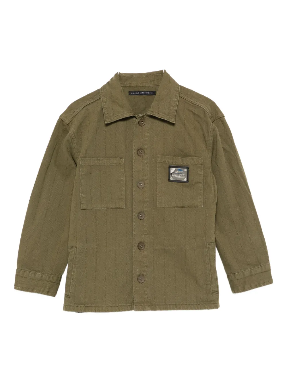 Daniele Alessandrini Buttoned Logo-patch Jacket In Green