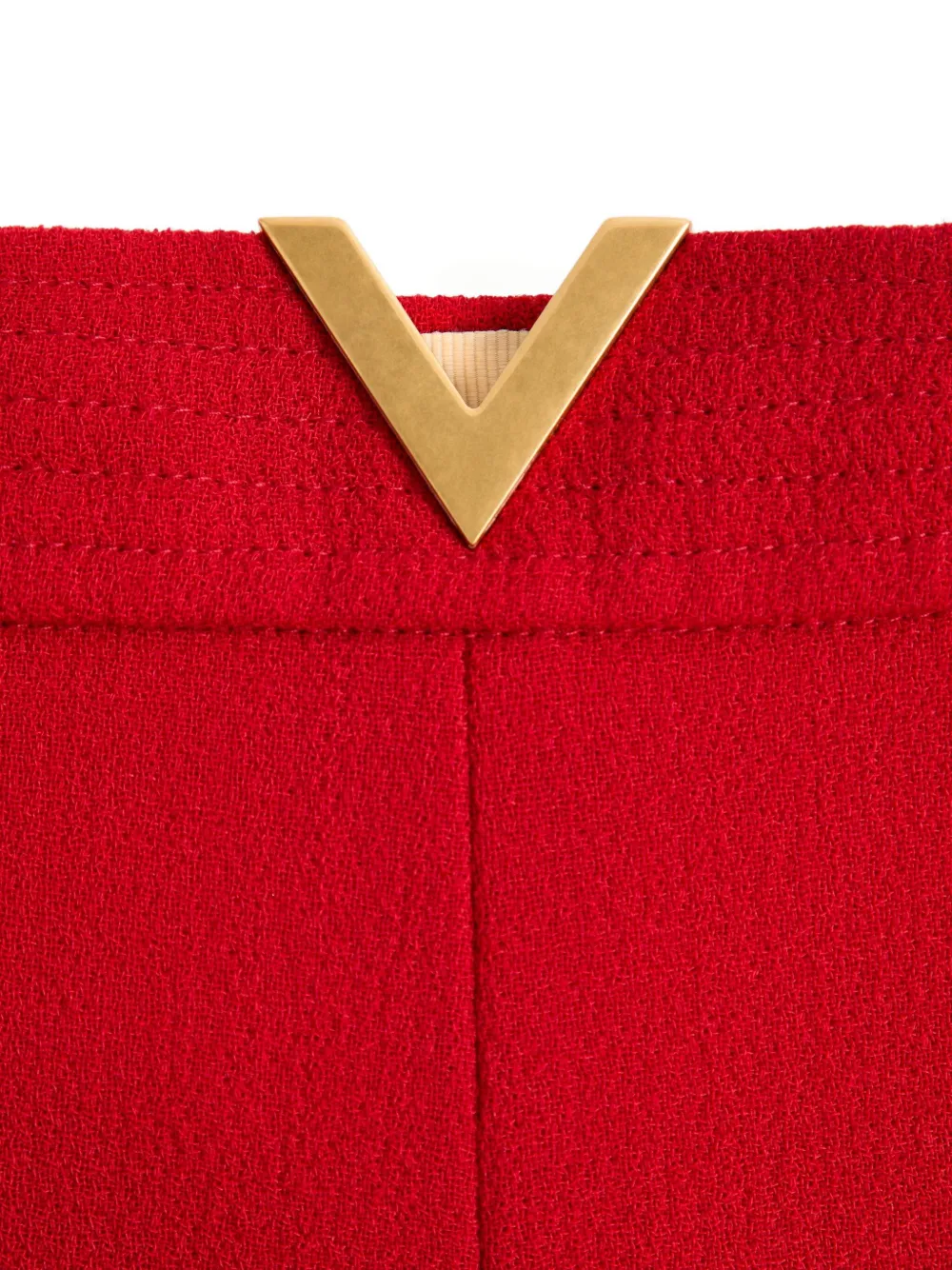 Valentino Garavani Wollen crêpe broek met V-detail Rood
