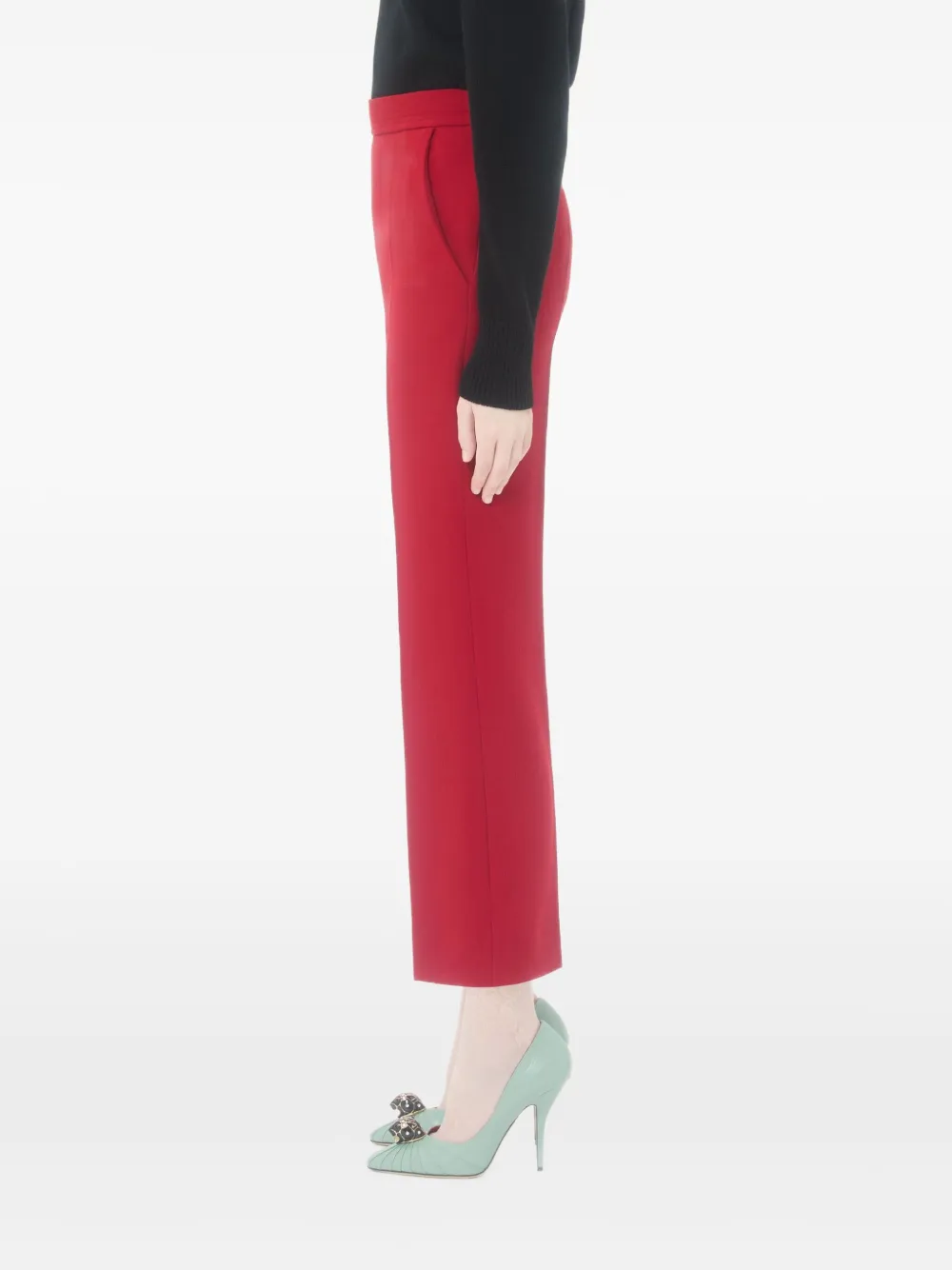 Valentino Garavani Wollen crêpe broek met V-detail Rood