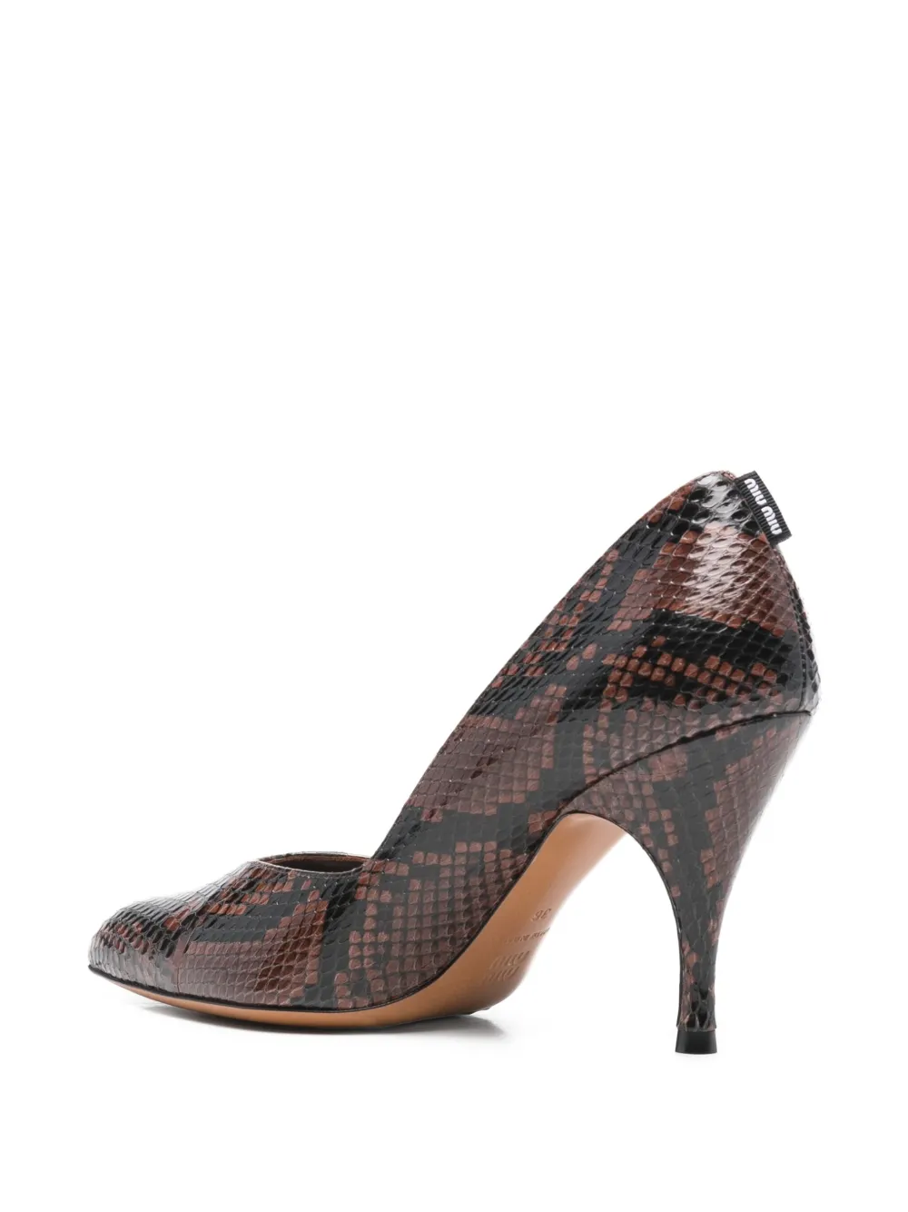 Miu 85mm ayers snakeskin effect pumps Bruin