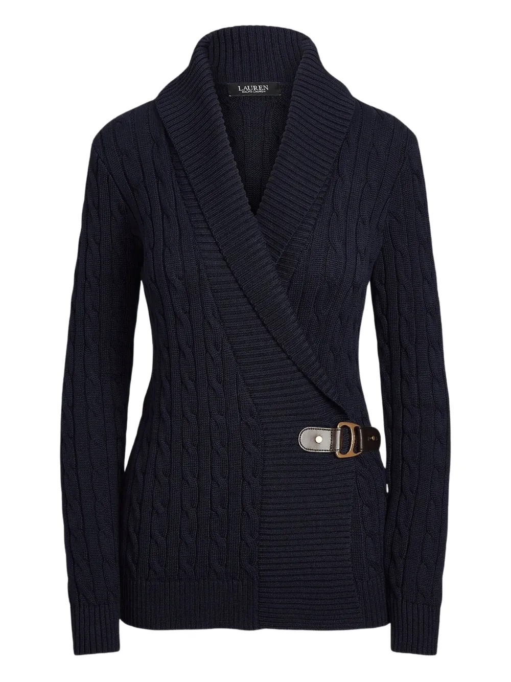 Ralph Lauren Cable-knit Buckle Cardigan In Blue
