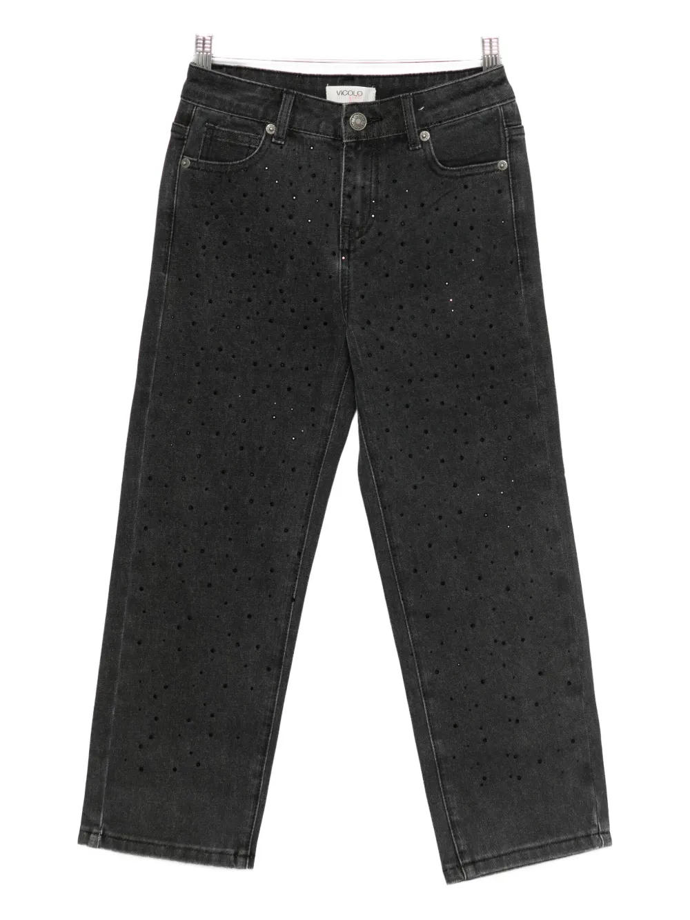 Vicolo Strass-embellished Cotton Jeans In Gray