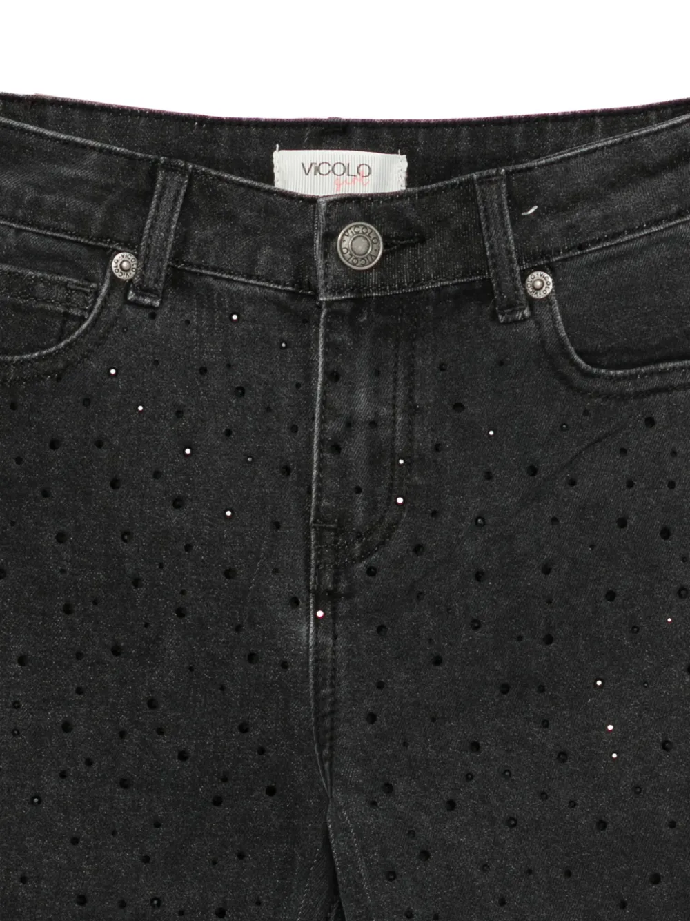 Vicolo Strass-embellished Cotton Jeans In Gray
