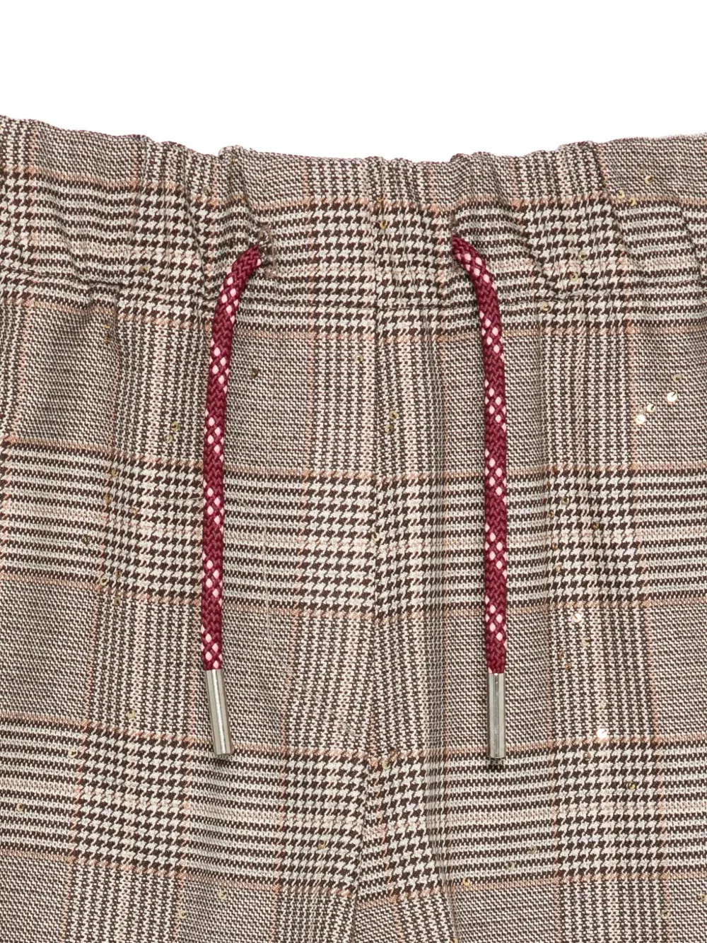 Vicolo Plaid Drawstring-waist Shorts In Neutral
