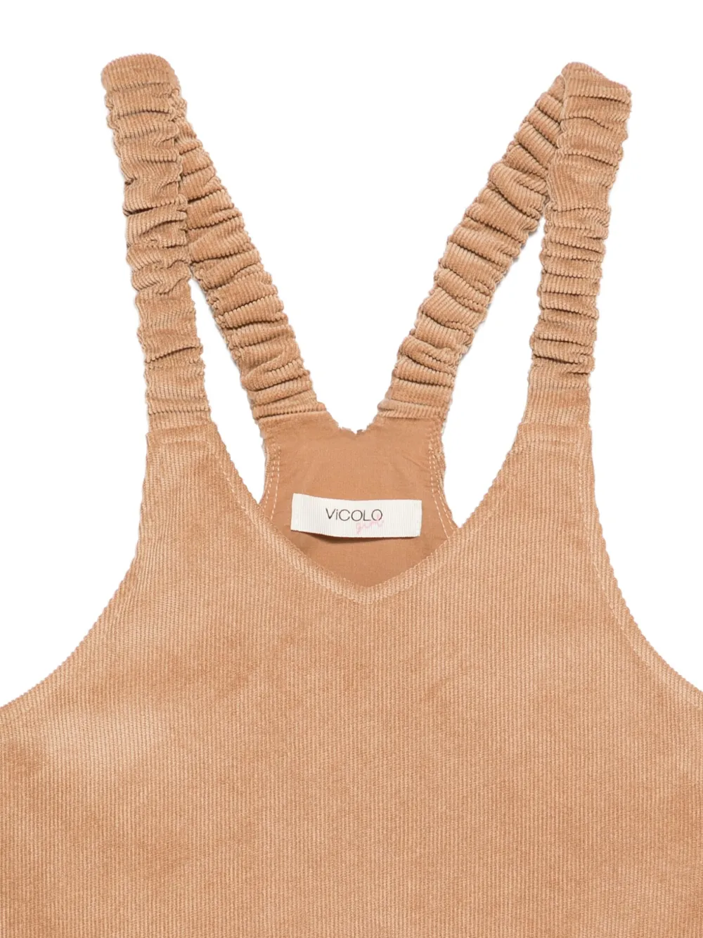 VICOLO Ribfluwelen mini-jurk met ruches Bruin