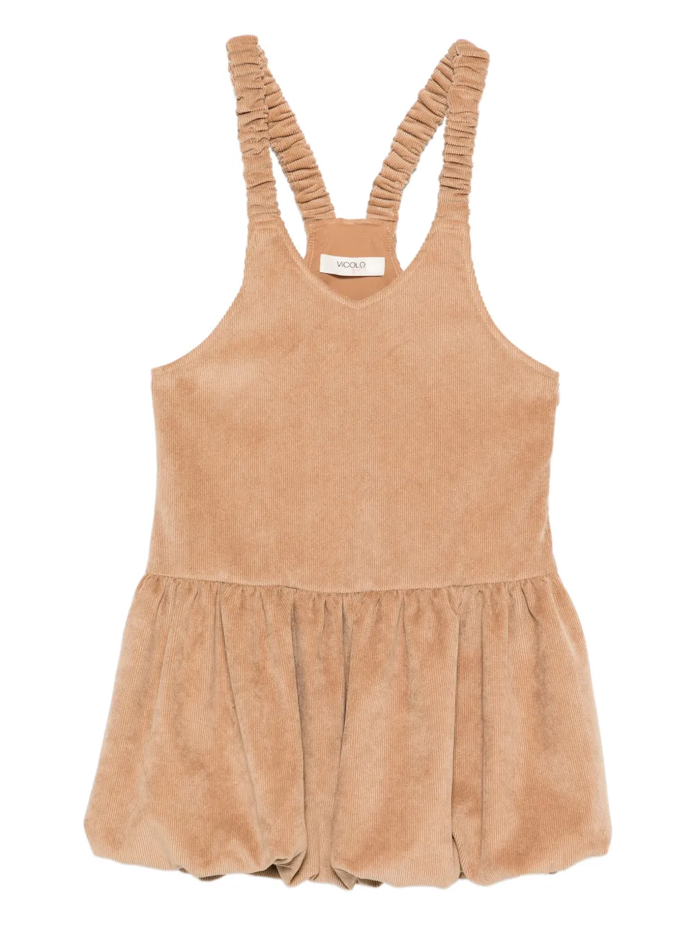 VICOLO ruched corduroy mini dress - Marrone