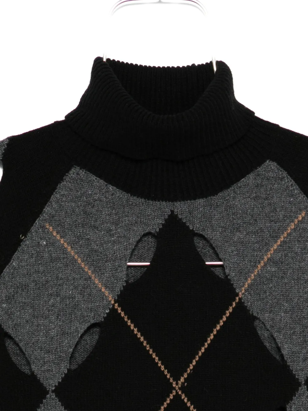 Jucca Argyle-pattern Cutout Sweater In Gray