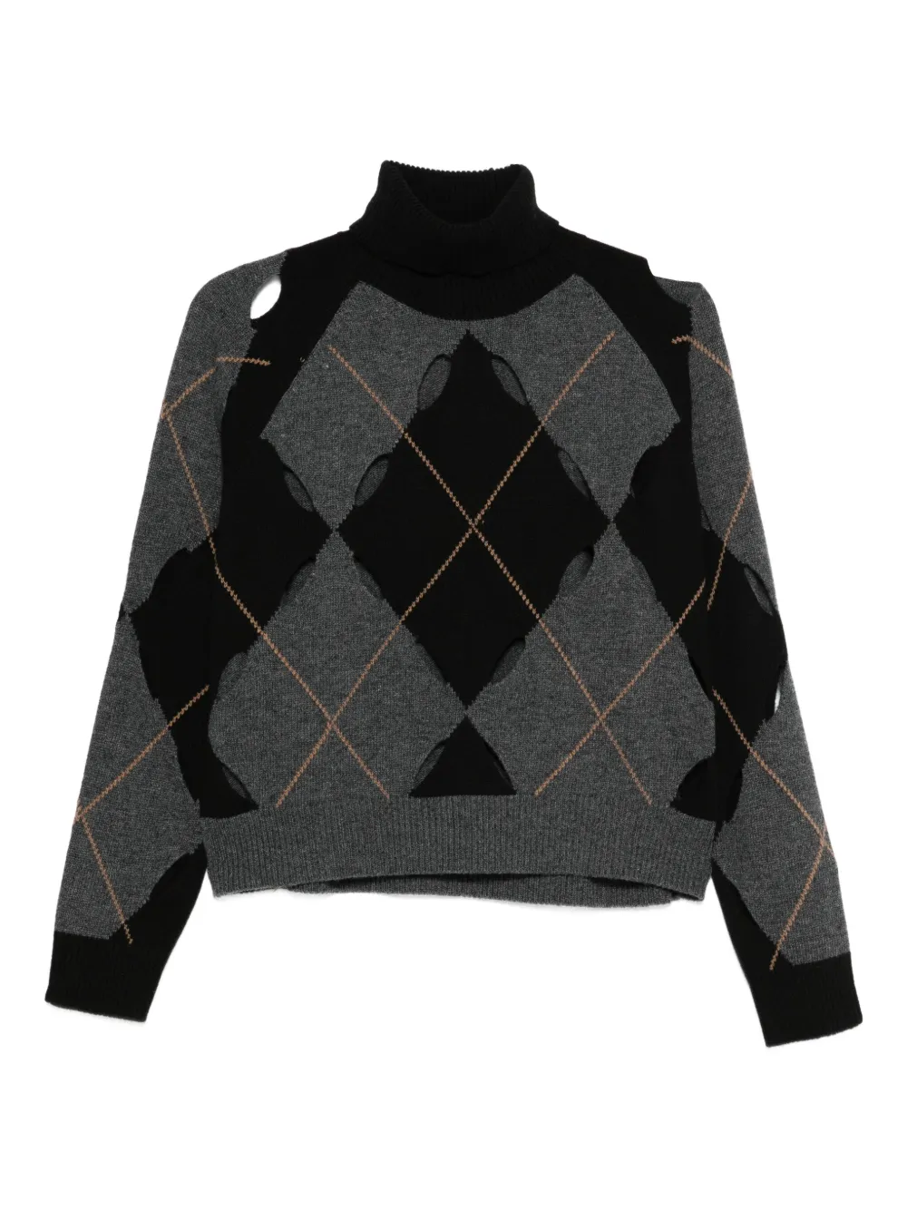 jucca approved argyle-pattern cutout sweater | Grey | Image 1