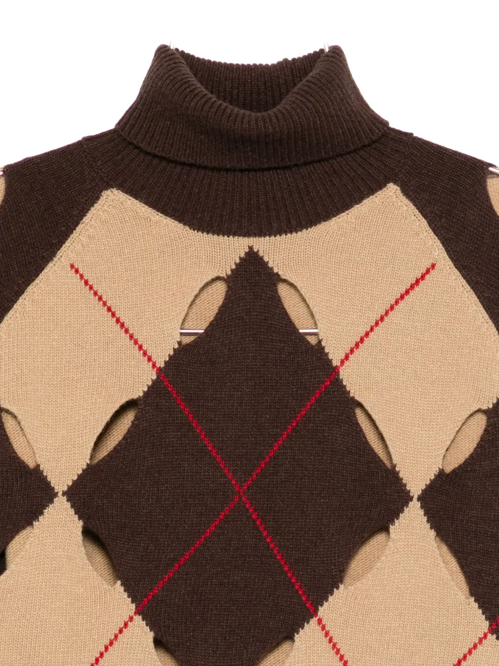 Jucca Argyle-pattern Cutout Sweater In Neutral
