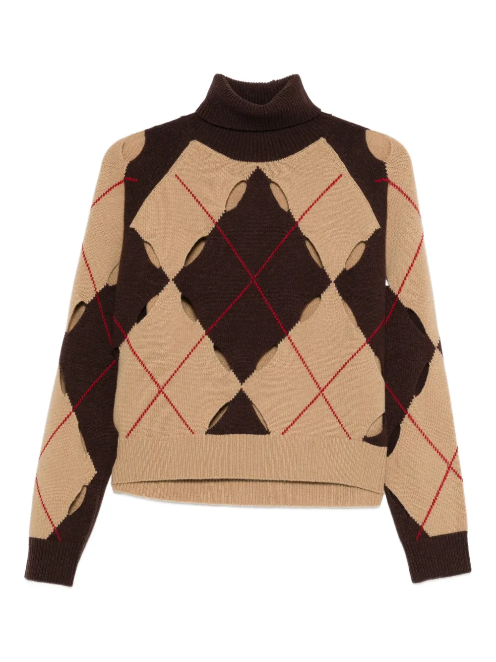 jucca approved argyle-pattern cutout sweater | Neutrals | Image 1