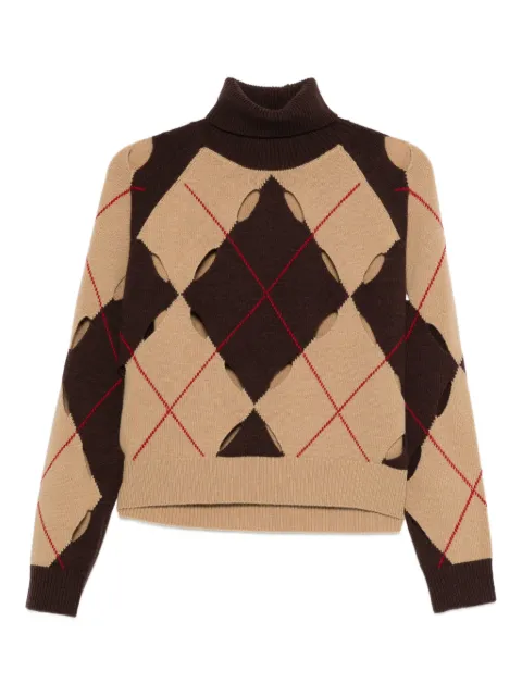 jucca approved argyle-pattern cutout sweater