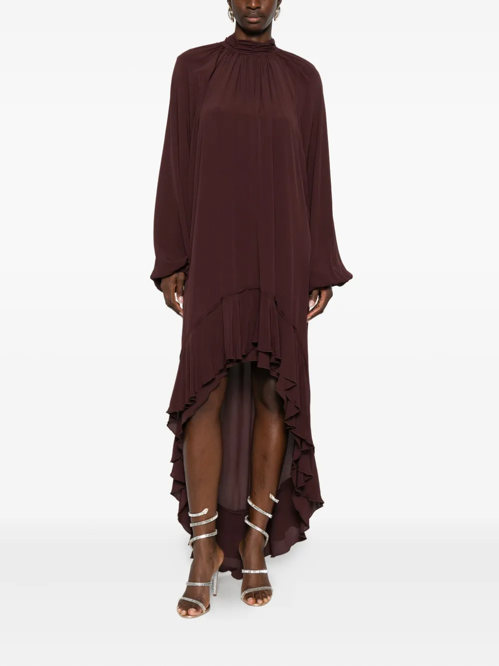 SO ALLURE Jurk met ruches - Bruin