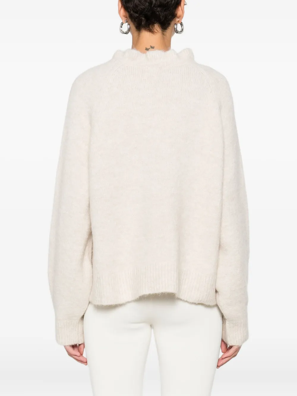 So Allure Ruffled Blouse In Neutral
