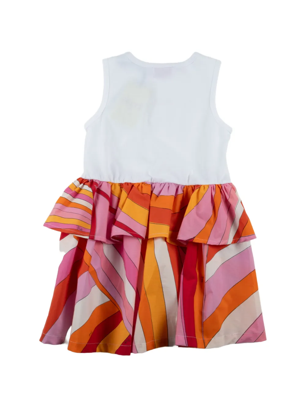 PUCCI Junior Jurk met gestreept detail en ruches Wit