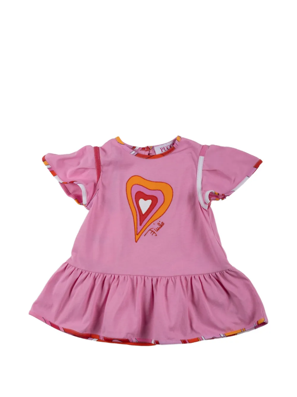 PUCCI Junior Gerüschtes Kleid mit Herz-Print - Rosa