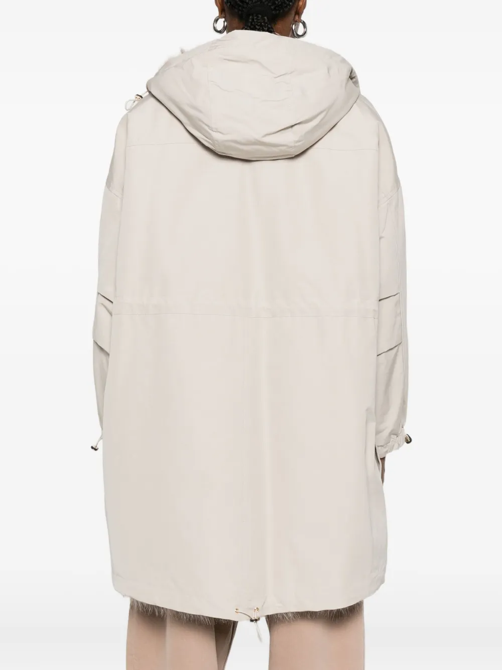 Max Mara Flap-pocket Hooded Coat In Neutral