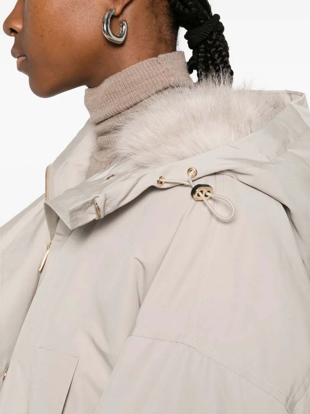 Max Mara Flap-pocket Hooded Coat In Neutral