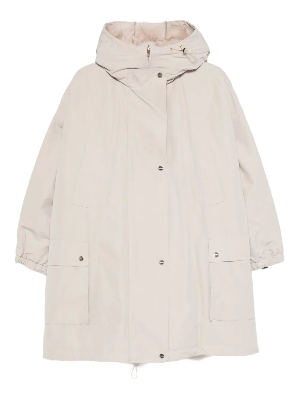 Max Mara Flap-pocket Hooded Coat In Neutral
