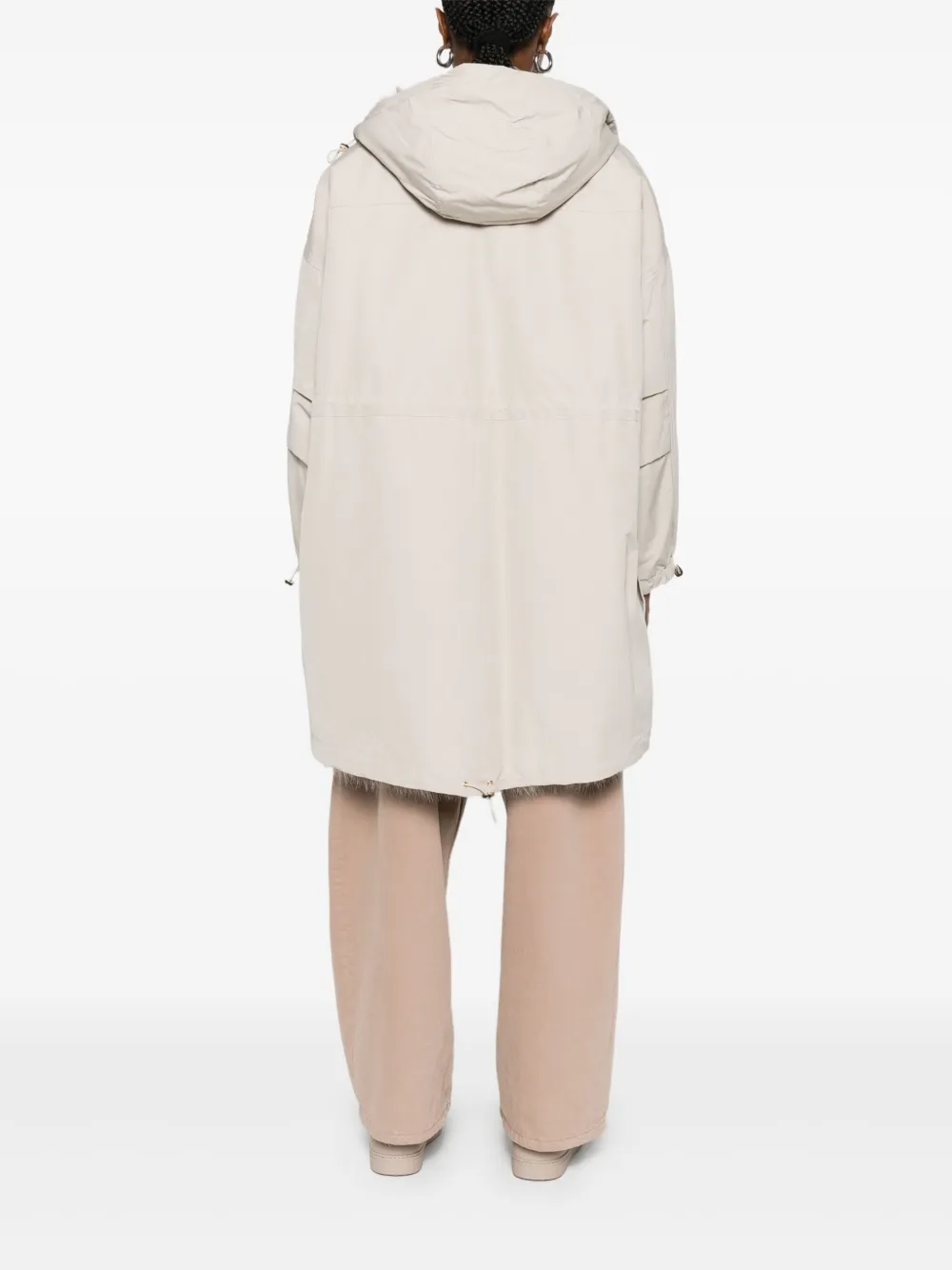 Max Mara Studio jas met klepzak en capuchon Beige