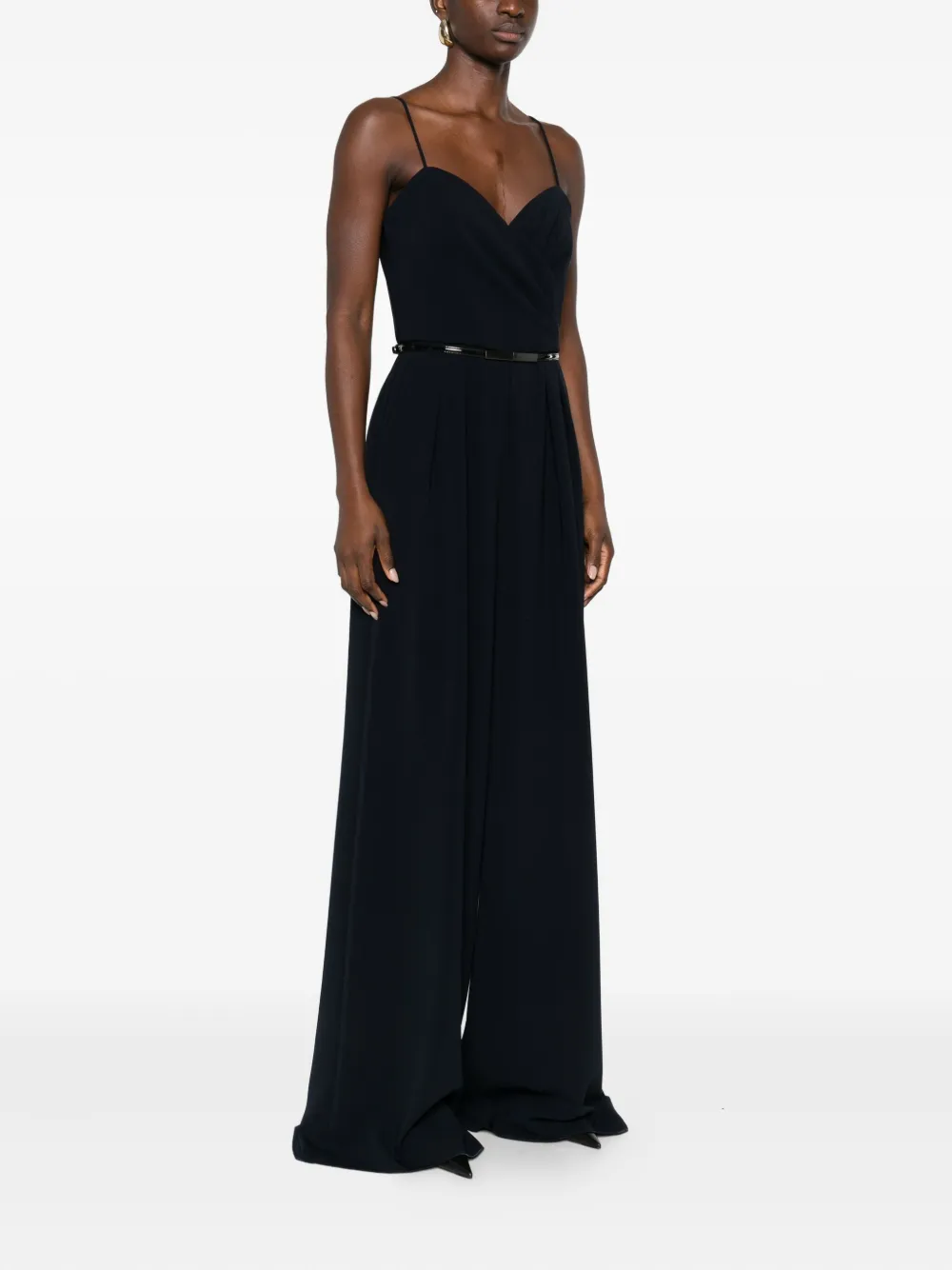 Max Mara Belted Jumpsuit In Blue