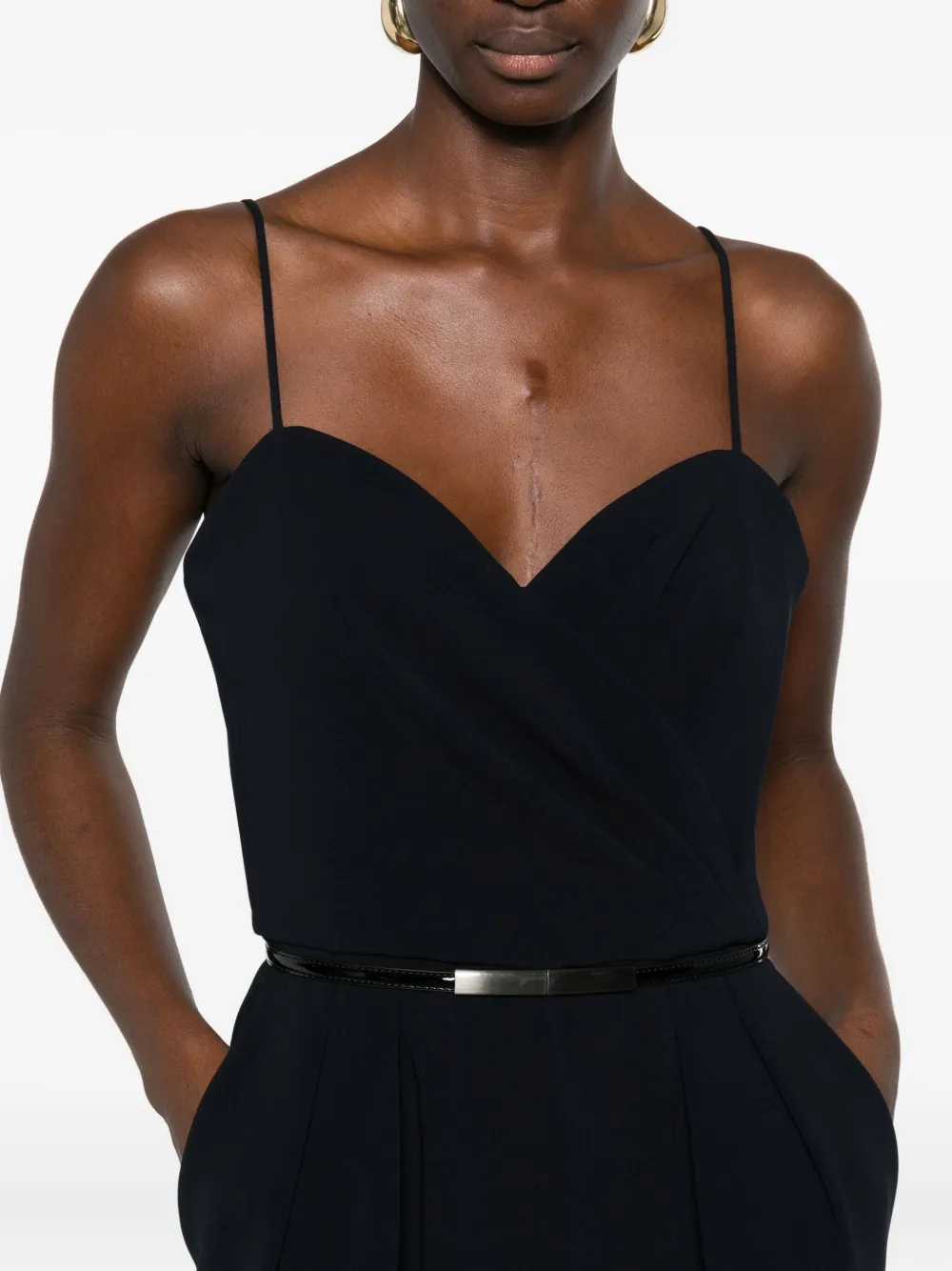 Max Mara Belted Jumpsuit In Blue
