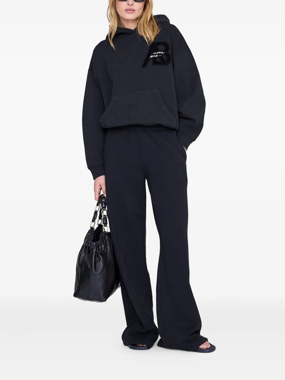 ANINE BING Kacey monogram track pants - Zwart