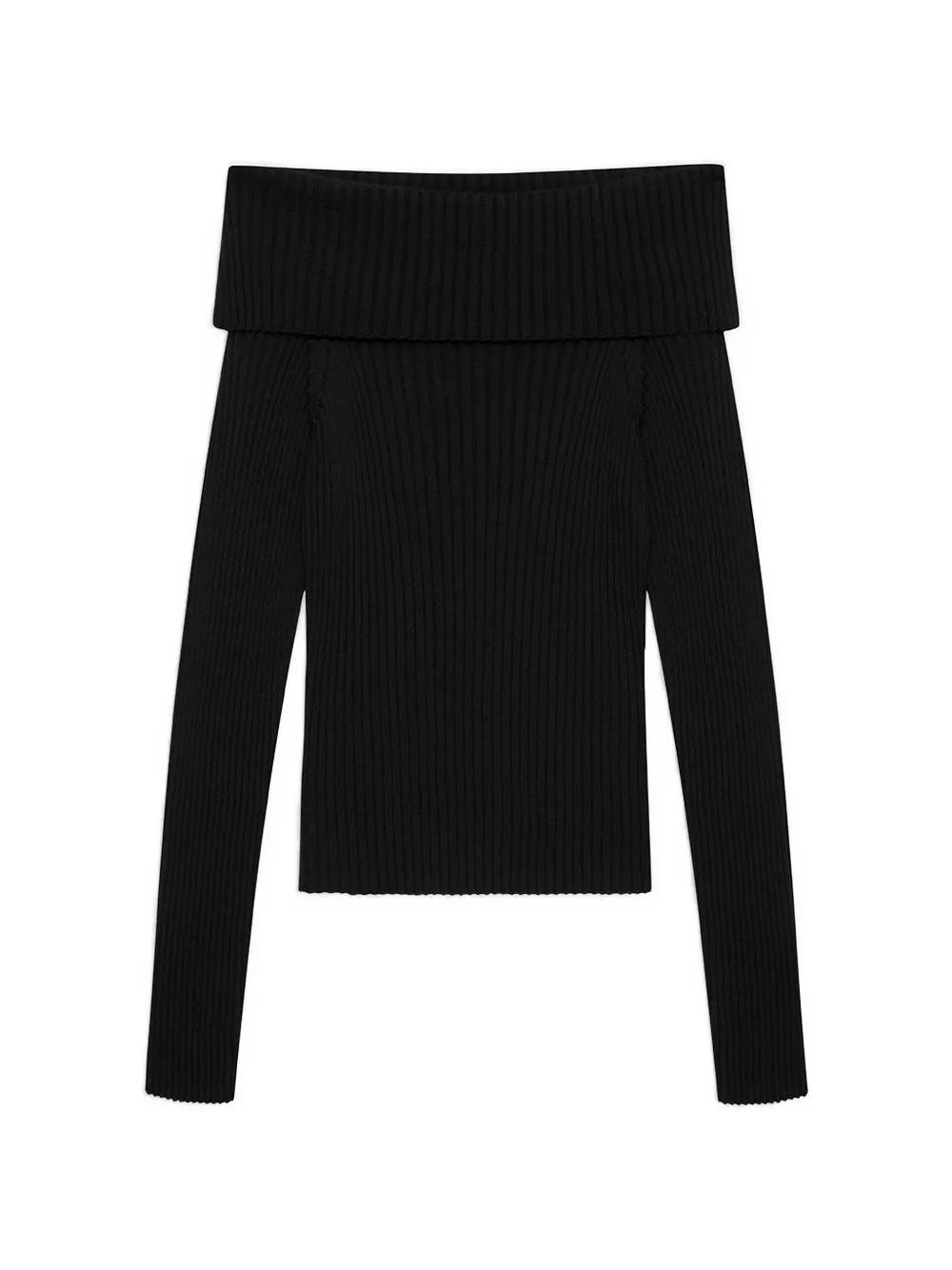 ANINE BING Kira off-shoulder ribbed sweater - Schwarz