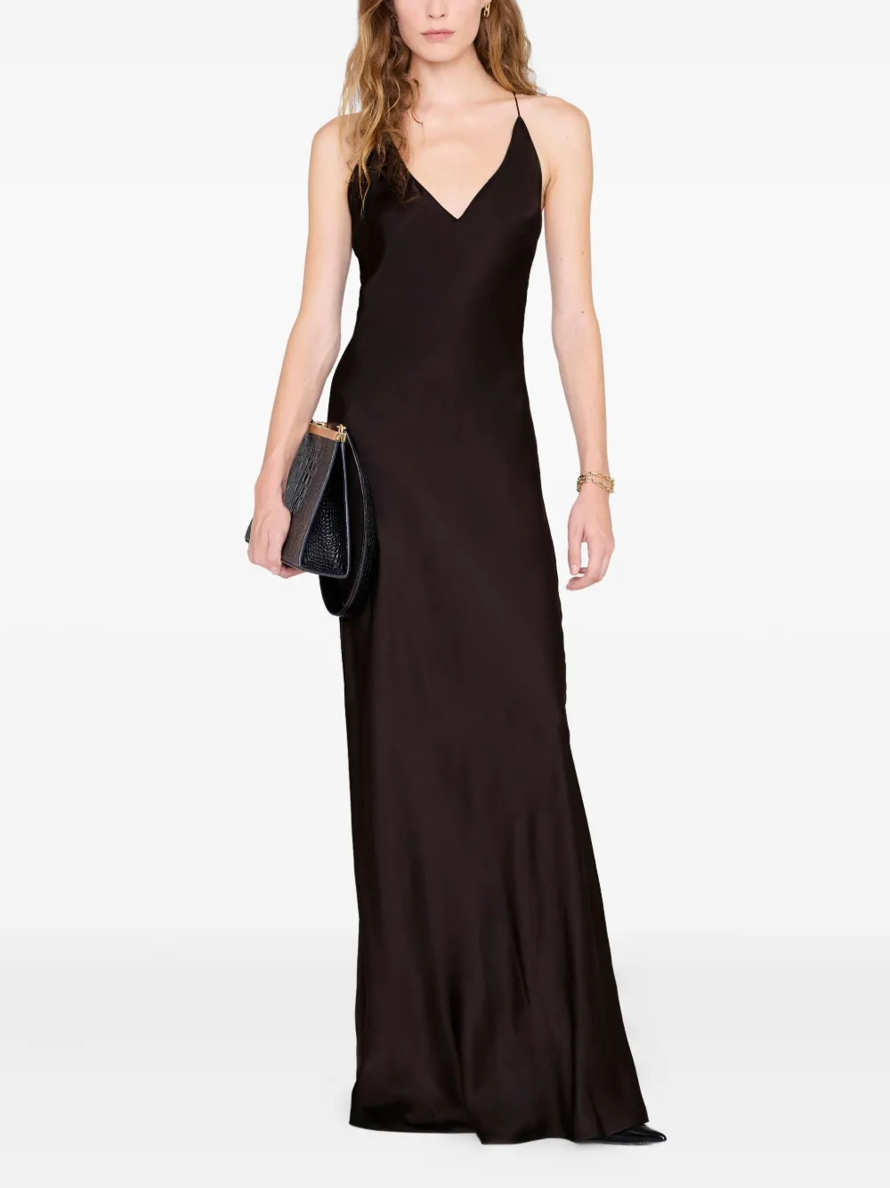 ANINE BING Laurel maxi-jurk met gekruist detail - Bruin