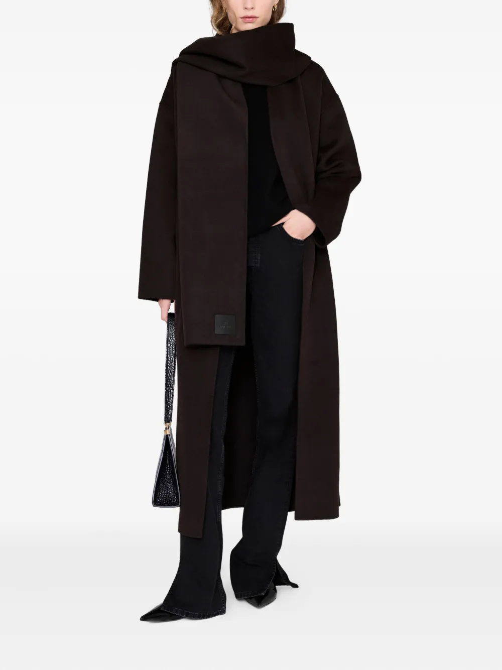 Anine Bing Ava Cashmere Blend Scarf In Brown