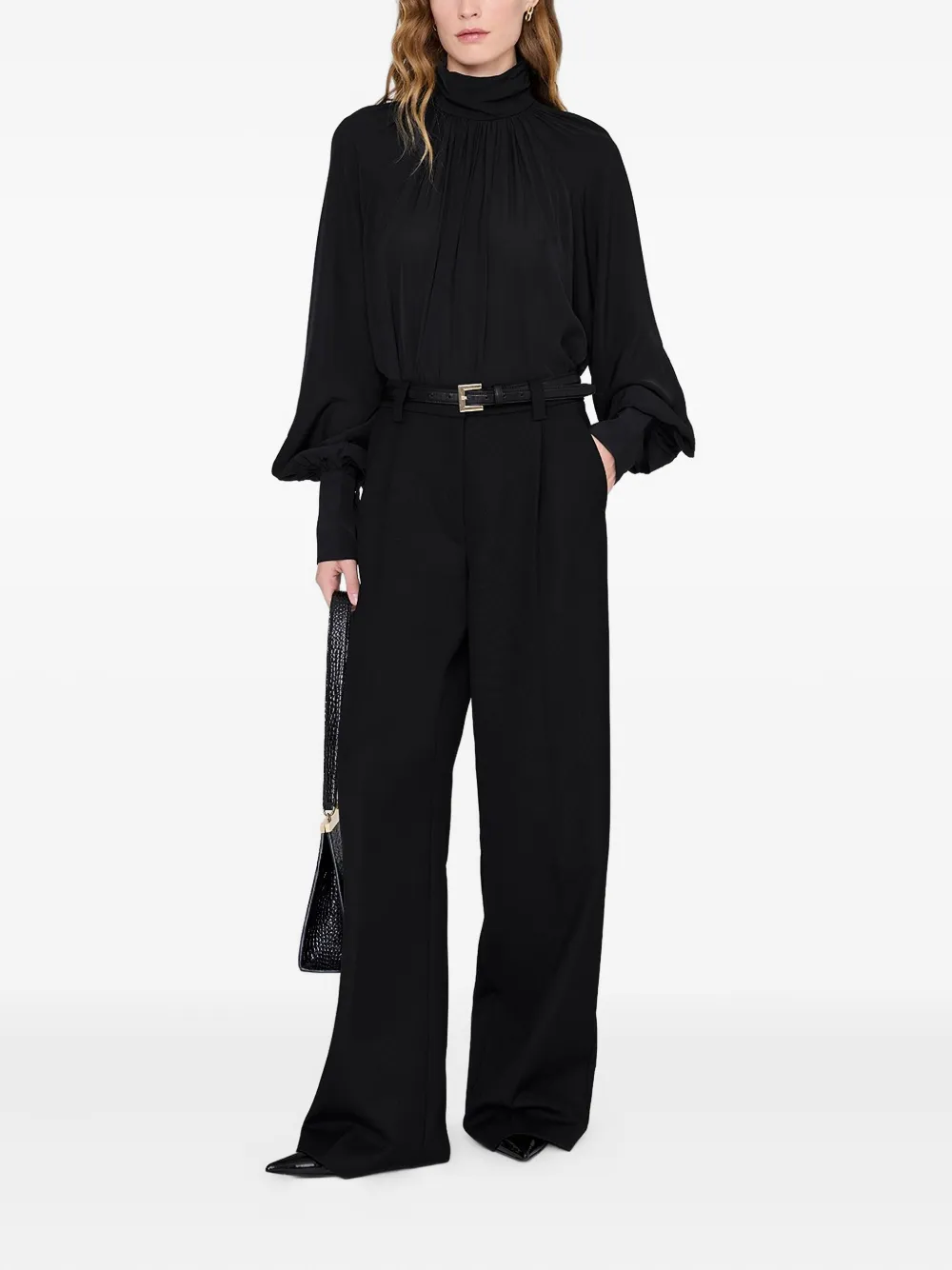 ANINE BING Anne gedrapeerde blouse - Zwart