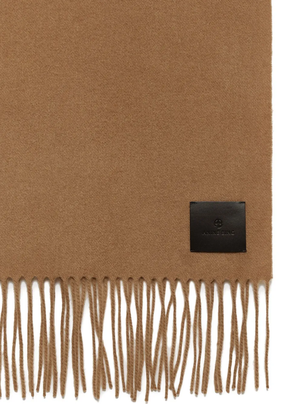 Anine Bing Augustina Fringed Wool Scarf In Brown