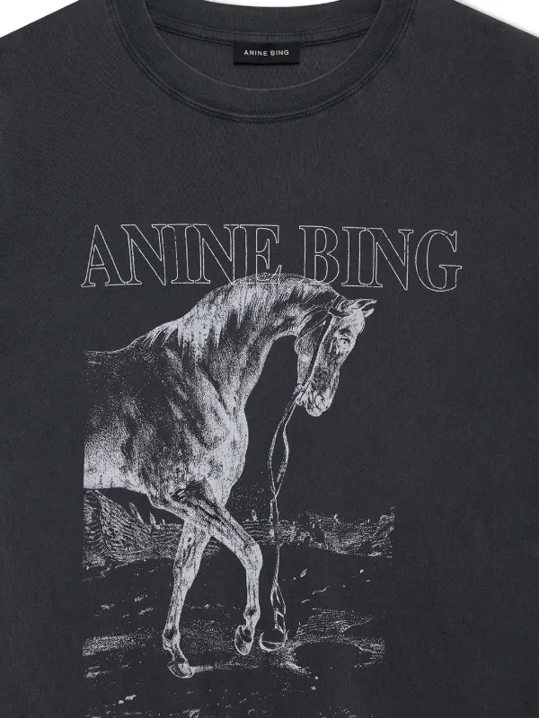 ANINE BING Horse Graphic round-neck T-shirt | Black | FARFETCH