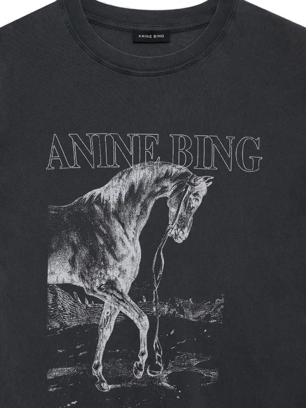 ANINE BING Lili ホースプリント Tシャツ | ブラック | FARFETCH JP
