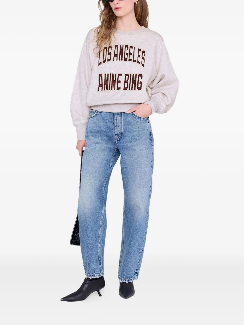 ANINE BING Harry cropped sweater met lange mouwen Grijs
