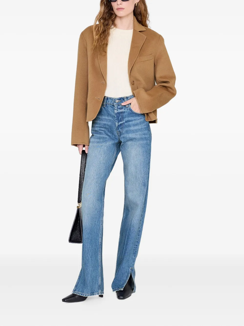 ANINE BING Etienne cropped blazer Bruin