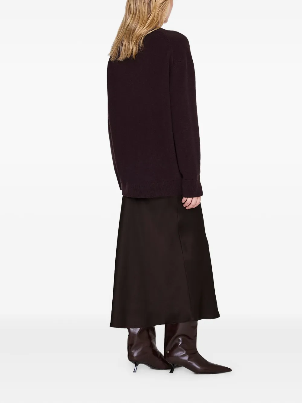 Anine Bing Bar Silk Midi Skirt In Brown