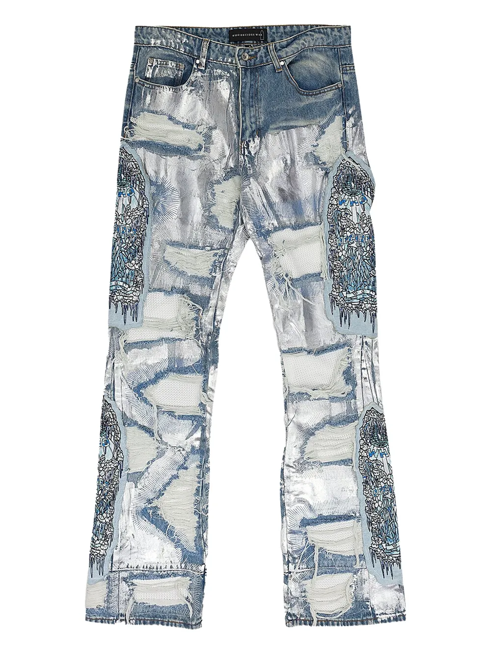 Who Decides War Patchwork Distressed Jeans In Blue